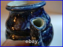 Antique Staffordshire Dark Blue Transferware Coffee Pot Very nice