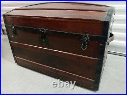 Antique Steamer Type Trunk Humpback Wood Chest Very Nice