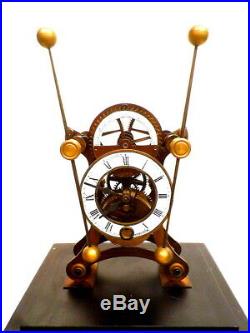 Antique Style Brass Harrison Grasshopper Clock With Brass/Glass Dome-Very Nice