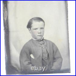 Antique Tintype Southern Boy In His Confederate Outfit Very Sharp Nice