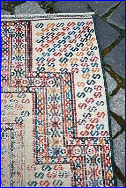 Antique Tribal Kilim 30'' x 52'' Collectors Piece Turkoman Yomud Cicim Kilim Rug