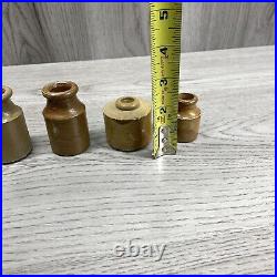 Antique Two Tone Sandy Tan Colored Stoneware Cone Inkwell Set Of 7 Very Nice
