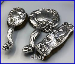 Antique Unger Brothers 3 piece Dresser Set, Sterling Silver, very nice