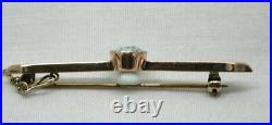 Antique Very Nice 9 Carat Rose Gold And Green Stone Bar Brooch