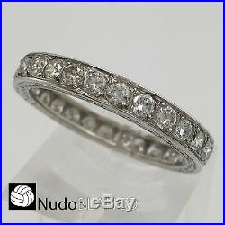 Antique Very Nice Art Deco Eternity Wedding Band Platinum Natural Diamonds C1920