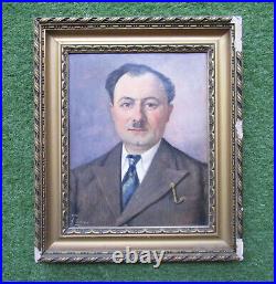 Antique Very Nice Painting Art Deco, Portrait Man Signed Ledoux And Dated 1938