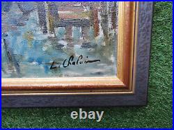 Antique Very Nice Painting Signed Léon Chaloin Boats Of Peach Marine Grenoble