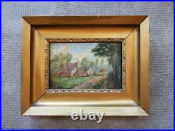 Antique Very Nice Small Painting Xixth Landscape Bucolic Country Normandy Rouen
