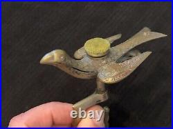Antique Victorian 1853 Brass Quilt Sewing Bird Clamp Pincushion, Very Nice