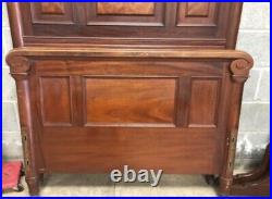 Antique Victorian Bed. High Back Twin Burled Walnut Wood Adjustable. Very NICE