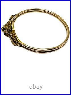 Antique Victorian Lion Head Paste Bangle Bracelet & Pin Gold Filled Very nice