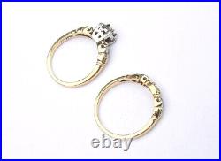 Antique -Vintage Diamond ring set (0.24 tcw) 14/18K GOLD Size 6.25 -Very Nice