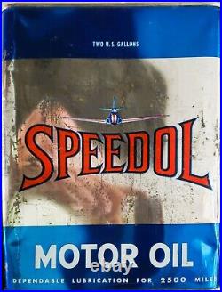Antique Vintage Very Nice Speedol 2-gal Motor Oil Can, Pennant Oil & Gas Co