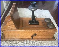 Antique Wall Phone-Western Electric-250 W-candlestick hand crank-oak -Very Nice