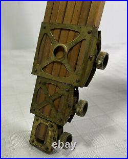 Antique Wood Brass Extension Tripod Very Nice