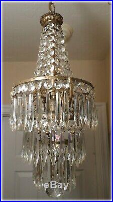 Antique X-Petite French Chandelier With Very Nice Prisms