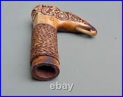 Antique and very old Mandau hilt with a nice carving, Dayak Borneo Indonesia