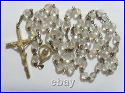 Antique catholic rosary sacred very nice crystal beads aurora borealis 51345