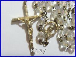Antique catholic rosary sacred very nice crystal beads aurora borealis 51345