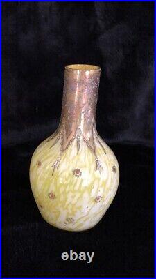 Antique small glass Bud vase Art Nouveau Glow Very Nice Under Blacklight. Pair 2