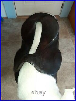 Antique vintage military officer leather horse saddle single stitch very nice
