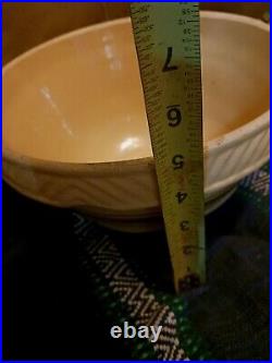 Awesome Antique Crock Mixing Bowl Beige Brown Yellow Ware Very Nice