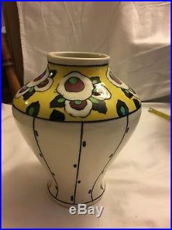 Boch Freres Belgium Art Nouveau Vase with abstract flowers Very Nice