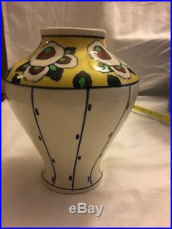 Boch Freres Belgium Art Nouveau Vase with abstract flowers Very Nice