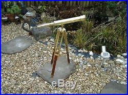 Brass Nautical Telescope & Stand For Table Antique Style A Very Nice Collectable