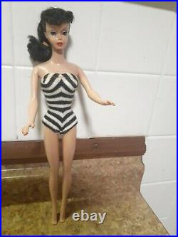 Brunette Barbie Doll Ponytail #5 Very Nice Doll 1960's Greasy Face