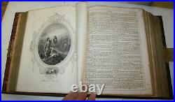 C1850 antique family Catholic Bible Douay Rheims BRASS CLASP very nice