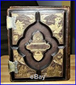 C1890 antique family Holy Bible CLASPS very nice