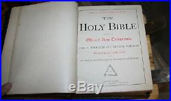 C1890 antique family Holy Bible CLASPS very nice