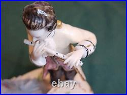 CAPODIMONTE DRESDEN Antique Figurine, Lady and Flutist Scene, VERY NICE