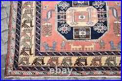 Caucasian Rug 55'' x 80'' Vintage Caucasian Rug Hand Knotted Organic Wool Carpet
