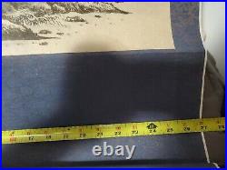 Chinese Vintage Long Scroll Painting Mountain Scenery 66x27- Very Nice