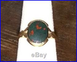 Classic Vintage 10kt Y Gold Natural Bloodstone Ring Size 7 Very NICE Bohemian