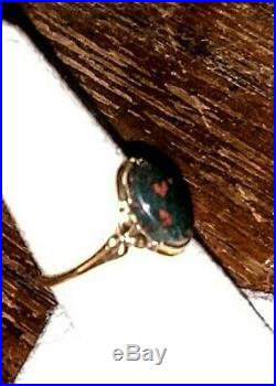 Classic Vintage 10kt Y Gold Natural Bloodstone Ring Size 7 Very NICE Bohemian