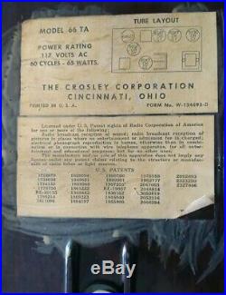 Crosley Model 66TA Antique Bakelite AM/ Short Wave Radio 1946 VERY NICE