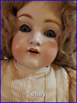 Darling Kestner 22 Inch Antique Doll, leather & cork body, crown mark, Very Nice