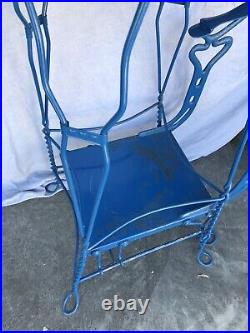 Early 1900s Antique Twisted Iron Shoe Shine Chair Very Nice Condition Blue Metal