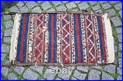Fabulous Antique Anatolian Bergama Sumac Chuval Collector's Piece Kilim Chuval