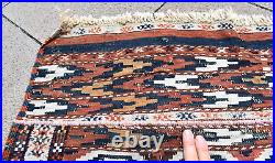 Fabulous Antique Rare Tribal Yomud Kilim Collector's Item Worn Antique Kilim Rug