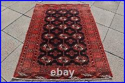 Fabulous Antique Tribal Rug 3'0 x 4'2 ft Turkoman Tribal Collector's Piece Rug