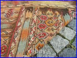 Fabulous Antique Turkish Rare Collector's Piece Distressed Nomads Soumac Kilim