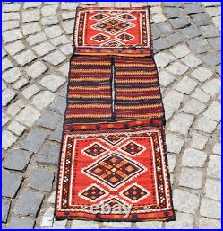 Fabulous Antique West Anatolian Awesome Collector Item Kilim Saddlebag Wool Rug
