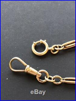 Fine Solid 14k Gold Pocket Watch Chain Antique And Very Nice