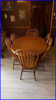 Furniture Round Dining Table and 6 Chairs Set oak, solid wood, very nice set