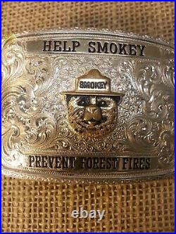 Gist Silversmith's Smokey the Bear US Forest Service Belt Buckle VERY NICE