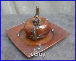Gorham Co very nice cigar lamp on tray, sterling silver on copper U. S. A. Dragon